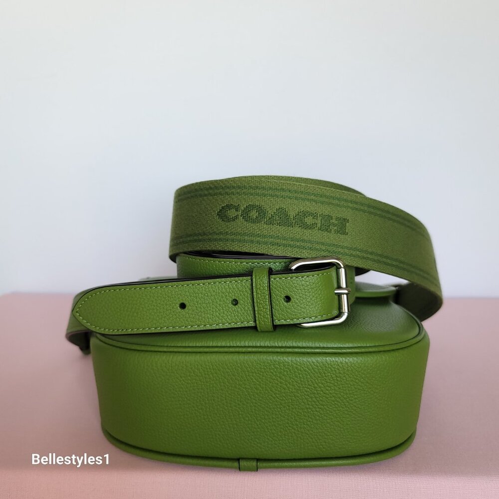 COACH Willow Saddle Pebbled Leather Saddle Crossbody Bag- Dark Lime color ⭐ - Picture 10 of 16
